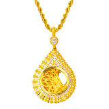 Damla Tuğra Kalpli Altın Kolye 