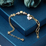 Kilitli Kalp 14 Ayar Altın Bileklik