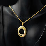 Oval Çerçeve Çeyrek Altınlık Kolye