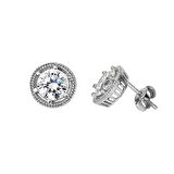 Tektaş Klipsli Beyaz Altın Küpe