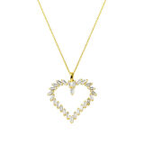 Baget Taşlı 14 Ayar Altın Kalpli Kolye