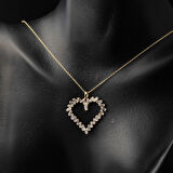 Baget Taşlı 14 Ayar Altın Kalpli Kolye