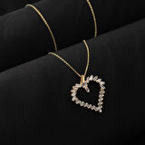 Baget Taşlı 14 Ayar Altın Kalpli Kolye