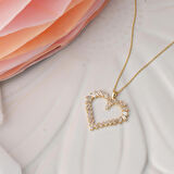 Baget Taşlı 14 Ayar Altın Kalpli Kolye