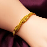 Burmalı Taşsız Altın Takı Seti