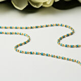 Turkuaz Mineli 14 Ayar Altın Zincir Kolye