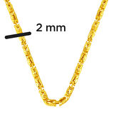 22 Ayar Altın 2 mm Kral Zincir 60 cm