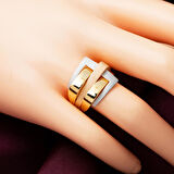 3 Renkli 14 Ayar Altın Yüzük