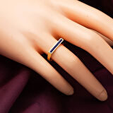 Lacivert Mineli 14 Ayar Altın Yüzük