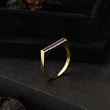 Lacivert Mineli 14 Ayar Altın Yüzük