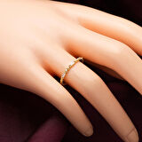 Minimalist Baget Taşlı 14 Ayar Altın Yüzük