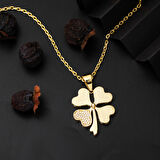 4 Yapraklı Yonca 14 Ayar Altın Kolye