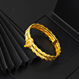 Osmanlı Tuğralı Kesik Burma Altın Kelepçe Bilezik