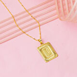 U Harf Kolye 14 Ayar Kare Altın Plakalı