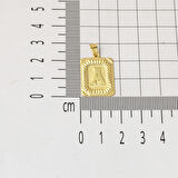 Altın Kare Plakalı A Harf Kolye 14 Ayar