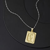 Kare Plakalı 14 Ayar Altın Ç Harf Kolye Ucu