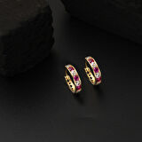 14 Ayar Kırmızı Taşlı Halka Altın Çocuk Küpesi