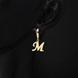 M Harfi 14 Ayar Altın Halka Küpe