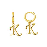 K Harfi Halka Altın Küpe 14 Ayar