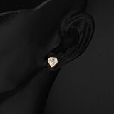 Minimal Tasarım Tektaşlı 2'li 14 Ayar Altın Set