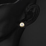 Tek Taşlı Yuvarlak Klipsli 14 Ayar Altın Küpe