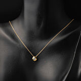 Tek Taşlı Yuvarlak Tasarım 22 Ayar Altın Kolye