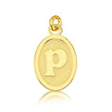 P Harfi Oval Altın Kolye Ucu