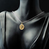 P Harfi Oval Altın Kolye Ucu