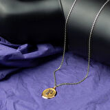 P Harfi Oval Altın Kolye Ucu