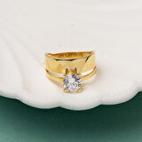 14 Ayar Sarı Altın Alyans Tektaş Yüzük