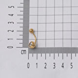 Klasik Tek Taşlı 14 Ayar Altın Göbek Piercing