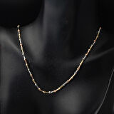 14 Ayar Renkli Dorika Toplu Altın Zincir Kolye