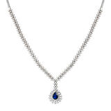 Lacivert Damla Taşlı Suyolu 14 Ayar Beyaz Altın Kolye