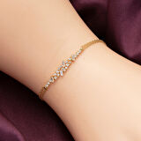 14 Ayar Altın Taşlı Tasarım Nişan Seti