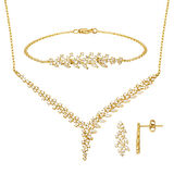 14 Ayar Markiz Taşlı Tasarım Altın Üçlü Set