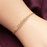 14 Ayar Markiz Taşlı Tasarım Altın Üçlü Set