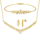 Modern Tasarım 14 Ayar Altın Hanımeli Takı Seti