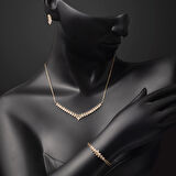 Modern Tasarım 14 Ayar Altın Hanımeli Takı Seti