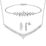 Modern Tasarım 14 Ayar Beyaz Altın Hanımeli Set