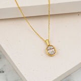 14 Ayar Oval Baget Altın Kolye