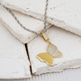 Kelebek Tasarım 14 Ayar Zincirsiz Kolye Ucu