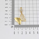 Kelebek Tasarım 14 Ayar Zincirsiz Kolye Ucu