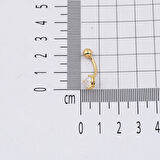 Kalp Tektaşlı Altın Göbek Piercing 14 Ayar