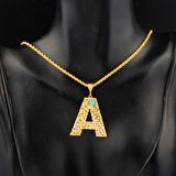 A Harfi Kalpli 22 Ayar Sarı Altın Kolye