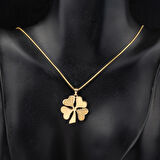 Hasır Desenli Yonca Kolye 14 Ayar 2,5cm Çaplı