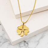 Hasır Desenli Yonca Kolye 14 Ayar 2,5cm Çaplı