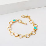 Yıldız Mineli Halkalı 14 Ayar Spor Bileklik