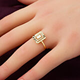 14 Ayar Efektli Baget Altın Yüzük