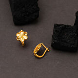 Papatya Klipsli 22 Ayar Altın Kadın Küpe