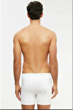 Long Çift Düğmeli Uzun Erkek Boxer - Beyaz